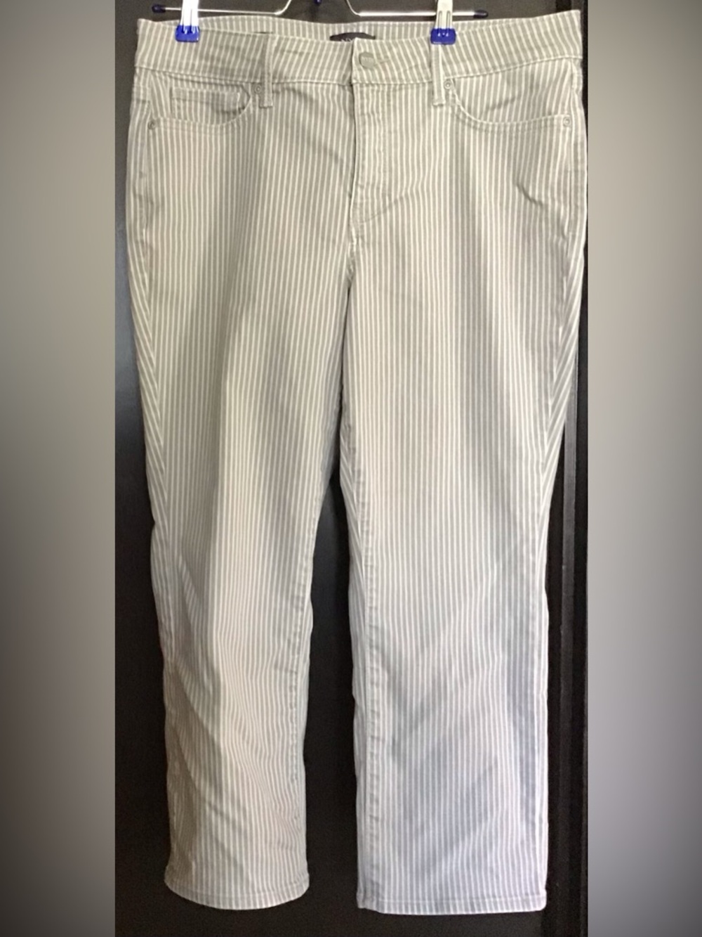 NYDJ Dark Gray with Light Gray Pinstriped Ankle Pants